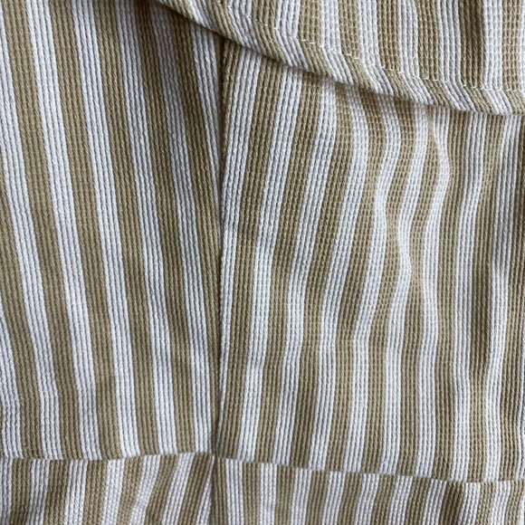 Sugar Lips khaki and white striped off the shoulder romper - Picture 4 of 14